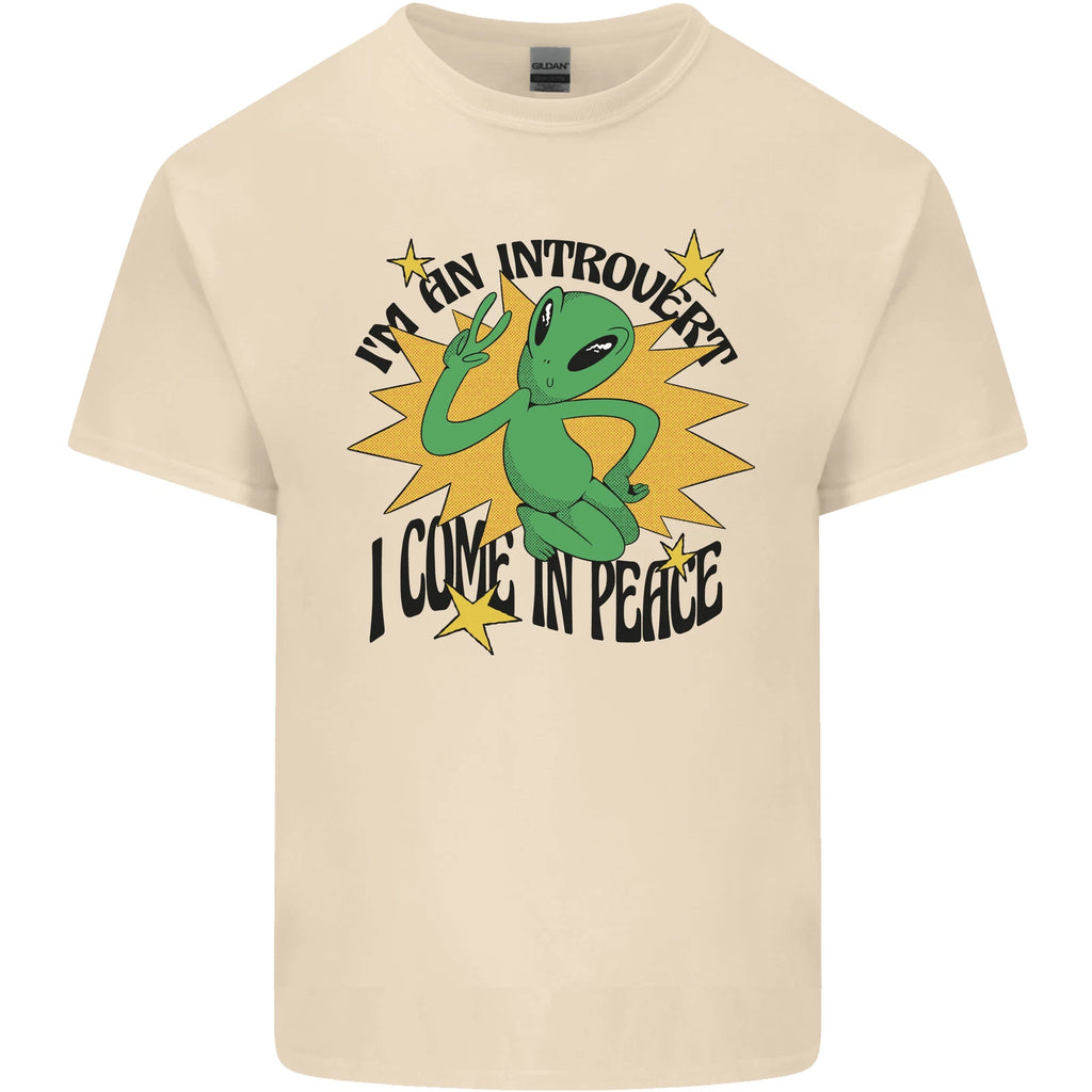 Alien Introvert I Come in Peace Funny UFO Mens Light Cotton T-Shirt