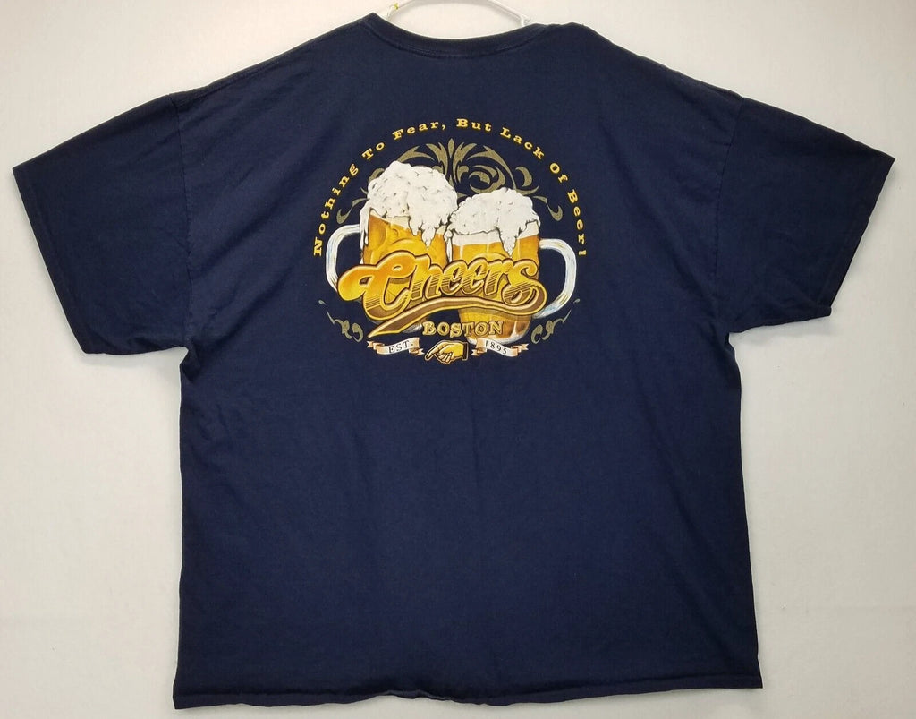 Gildan Cheers Shirt Mens 3XL Blue Short Sleeve Nothing to Fear But Lack of Beer