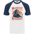 No Coffee No Work Funny Skull Grim Reaper Mens S/S Baseball T-Shirt