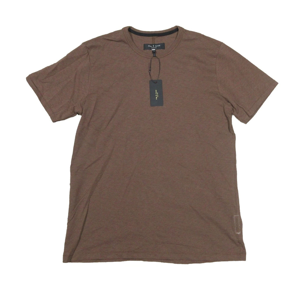 rag & bone Espresso Classic Lightweight Slub Cotton Short Sleeve Shirt (L)
