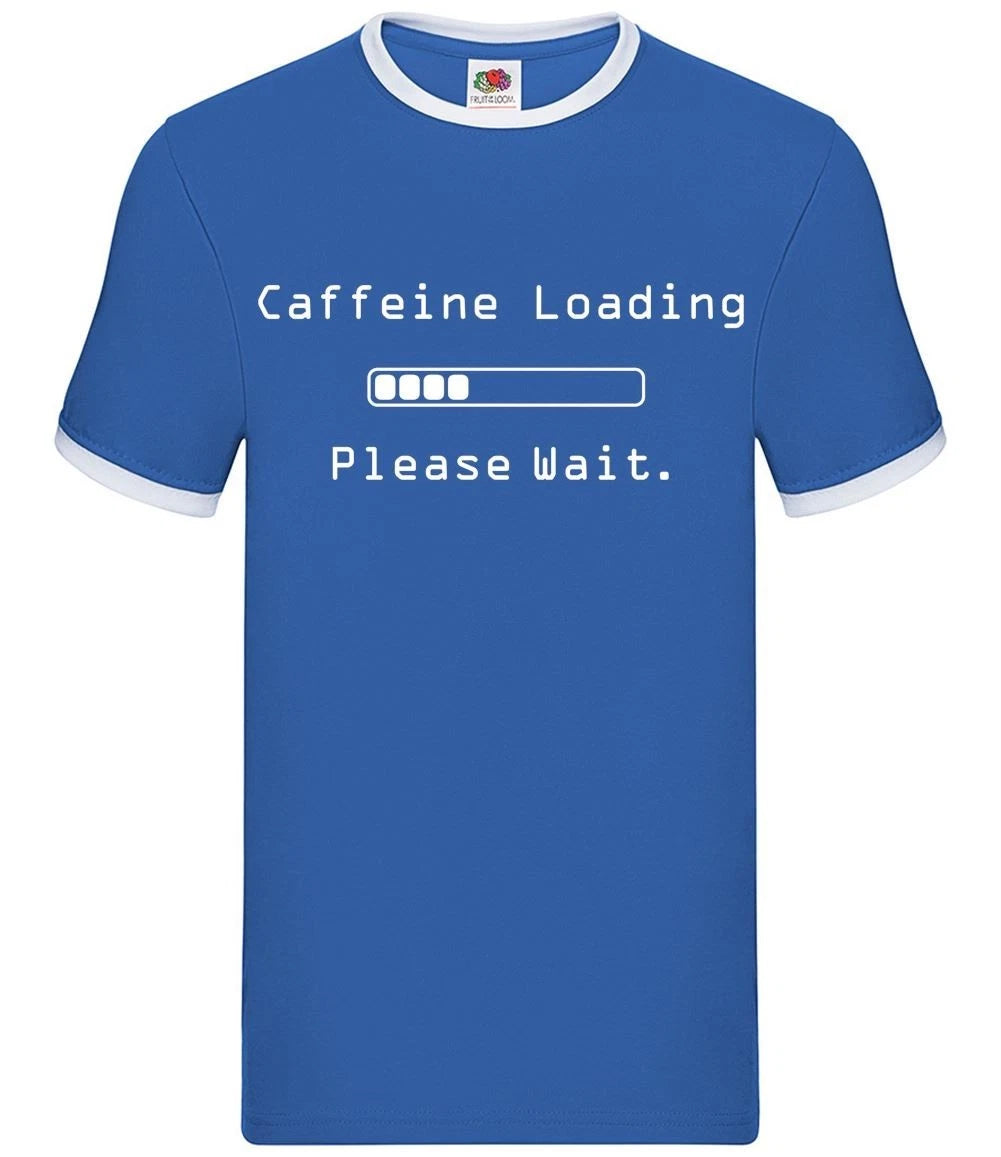 Caffeine Loading ? Please Wait - Mens Ringer - Coffee Tea Gamer Cappuccino