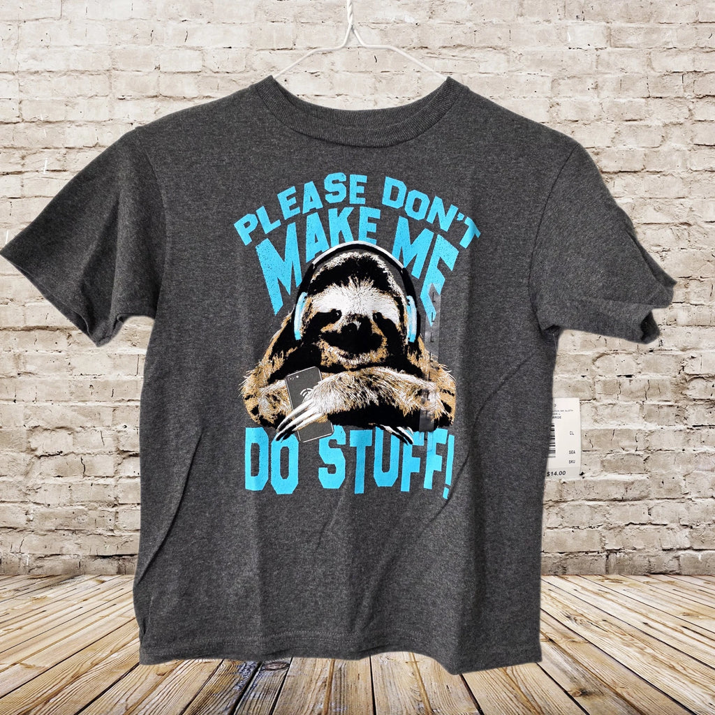 Berzy - Please Don’t Make ME Do Stuff - Lazy Sloth Boys T-Shirt Lrg