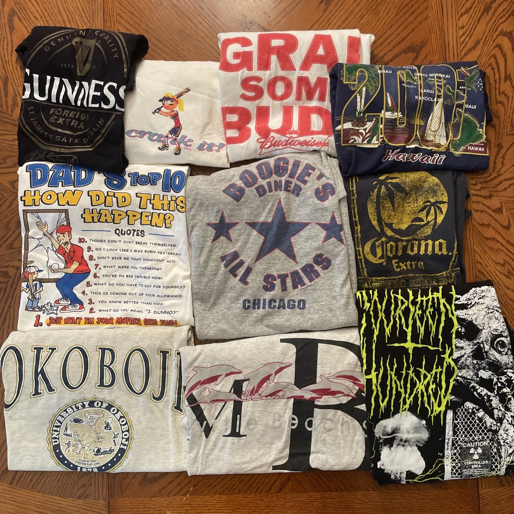 Vintage T-Shirt Lot Of 10 90s Y2K Modern Beer Bud Wrigley Cubs Diner Guinness