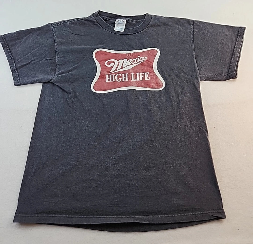 Mexican High Life Beer Spoof Logo Mens Medium Black Cotton T-shirt