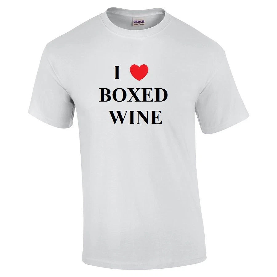 I Heart love Boxed Wine T-Shirt Funny Adult Cotton Shirt S  -  5XL