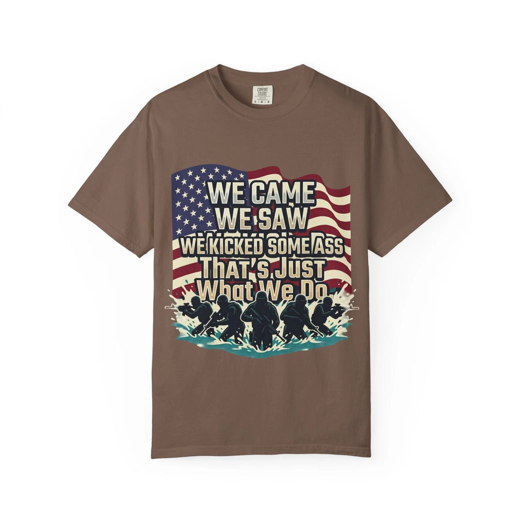 We Came We Saw We Kicked Some Ass T-shirt | American Flag Military Silhouette