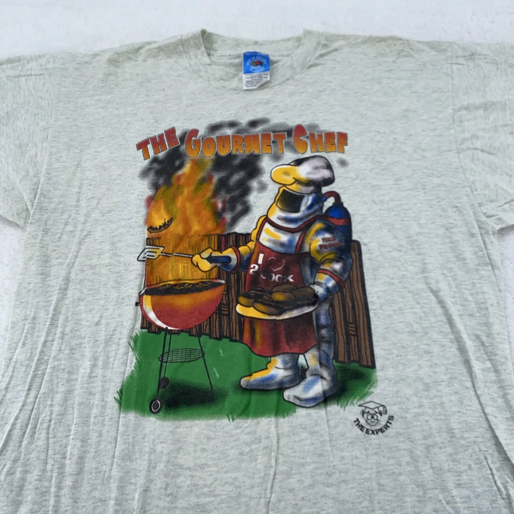 Vintage Gourmet Chef Shirt Mens M/ BBQ Grill Barbecue Funny Dad Joke 90s