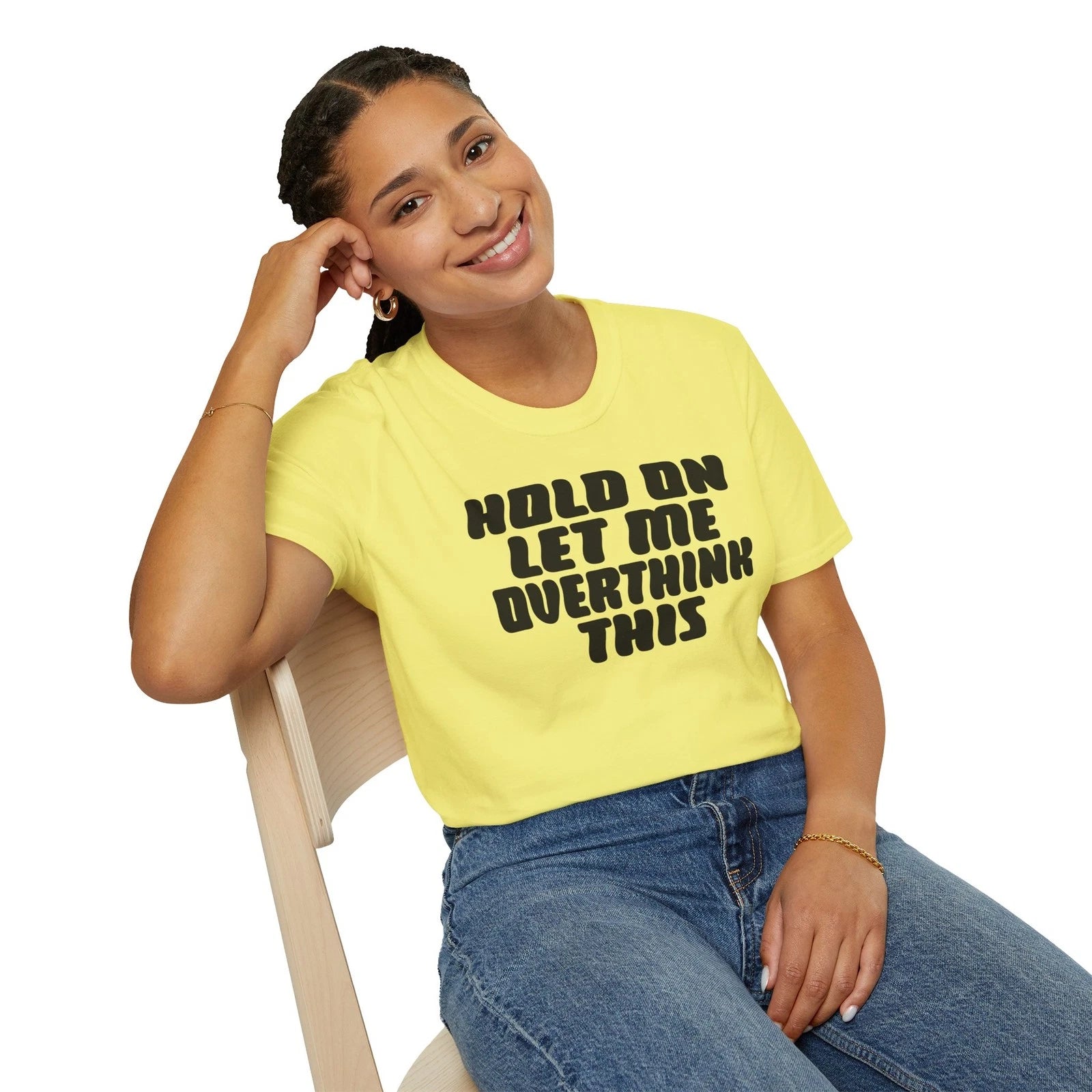 Hold On Let Me Overthink This T-shirt Funny Anxiety Introvert Gift Unisex S-3XL