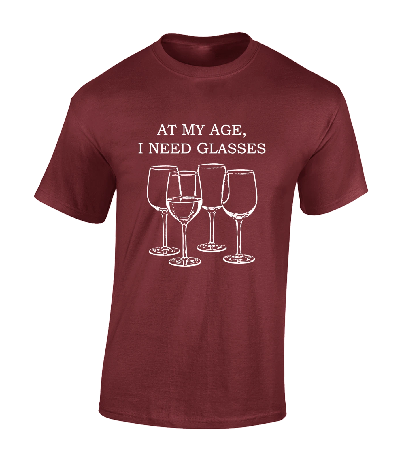 AT MY AGE I NEED GLASSES MENS T SHIRT FUNNY WINE DRINKER GIFT DESIGN TOP