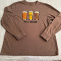 Life is Good tan long sleeve beer fall colors T-shirt 2XL - XXL
