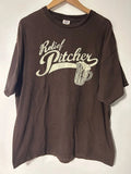 Vintage Baseball Relief Pitcher Beer Graphic T-Shirt Brown