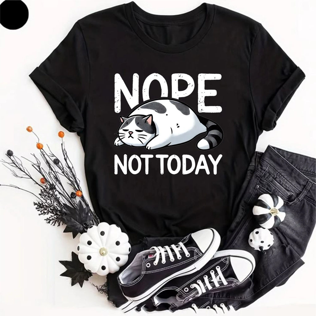 Nope Not Today T-Shirt Funny Sarcastic Introvert Graphic Lazy Joke Tired Men Tee