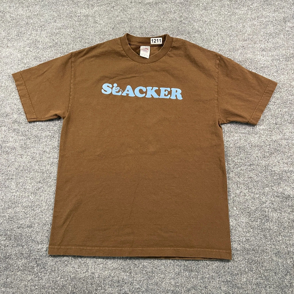Vintage 90s Lazy Gamer Slacker Shirt Large 21x27 Brown Spellout