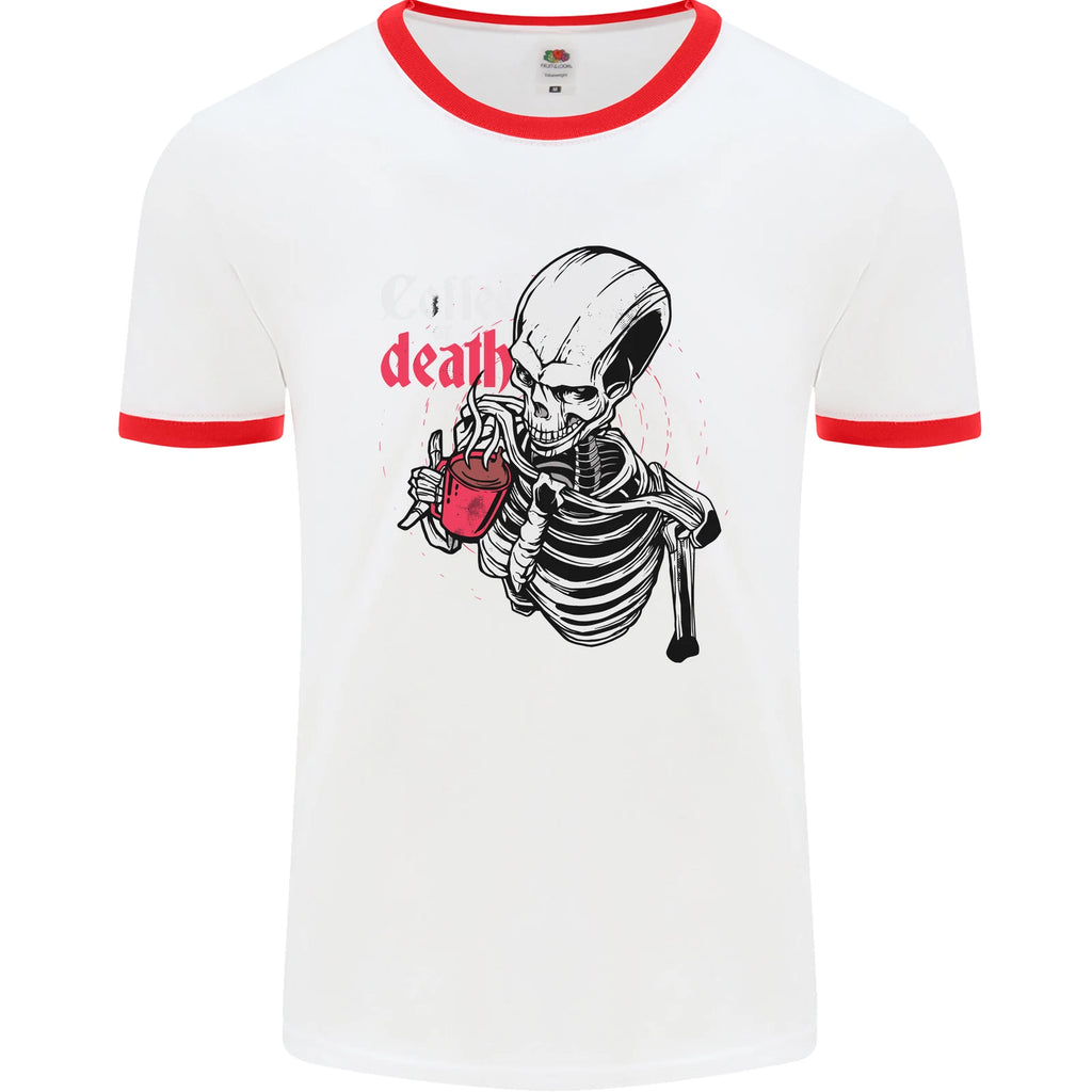 Coffee or Death Skull Mens Ringer T-Shirt