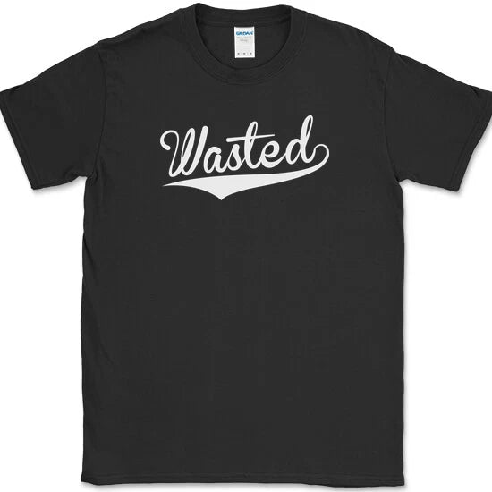 Wasted T-Shirt Funny Drinking Baseball Beer Whiskey Wine Drunk Humor Tee