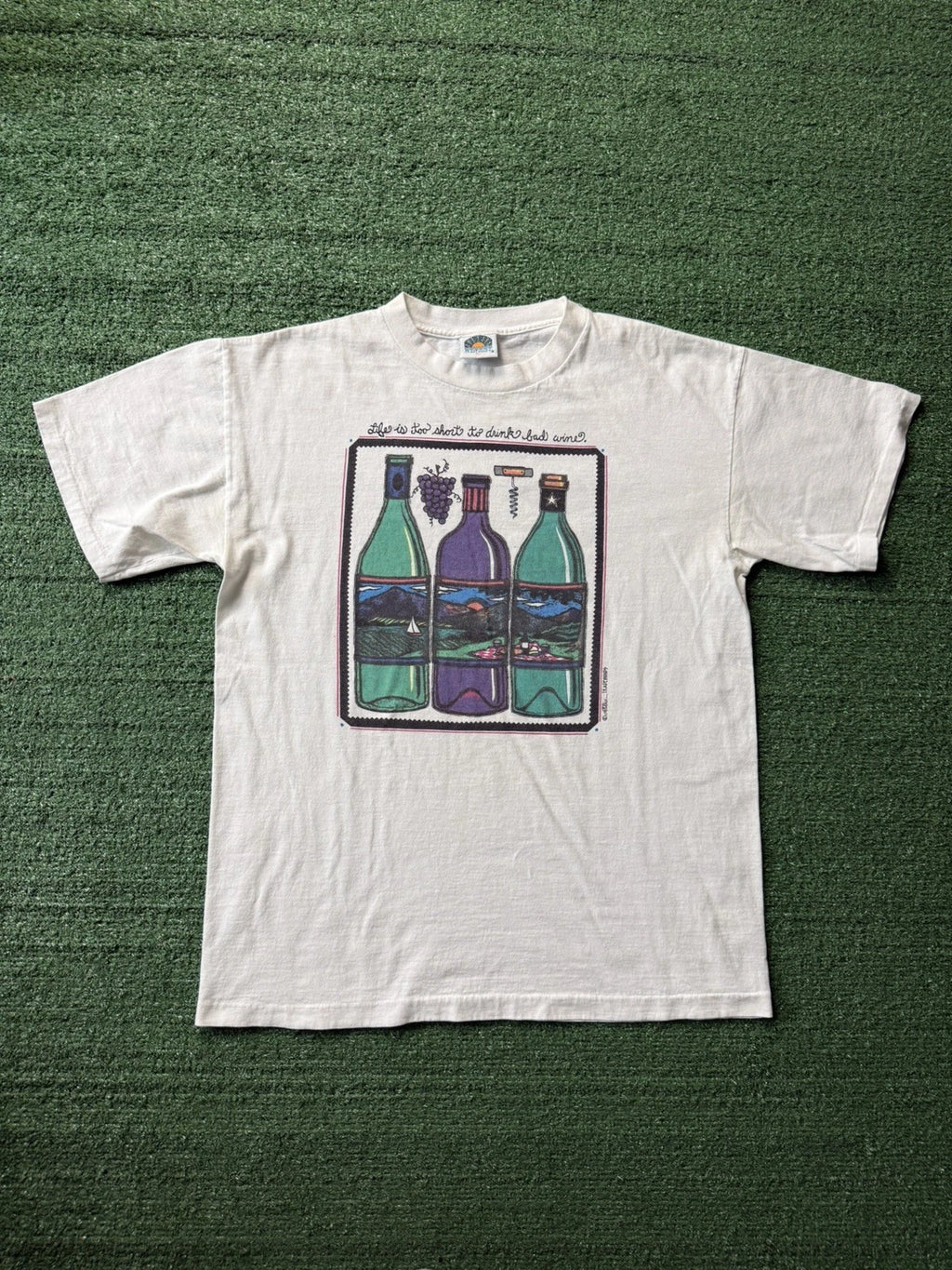 Vintage 90s Single Stich Wine Graphic Shirt Made in USA Large