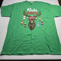 Mens Short Sleeve Graphic Christmas T-shirt Tee Sz XL Green “Rein Beer” Reindeer
