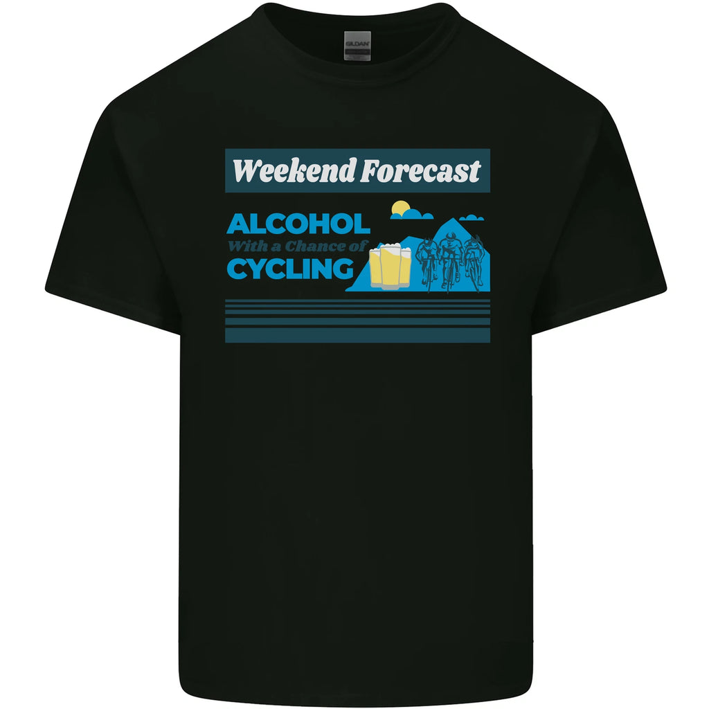 Cycling Weekend Forecast Funny Beer Alcohol Mens Light Cotton T-Shirt