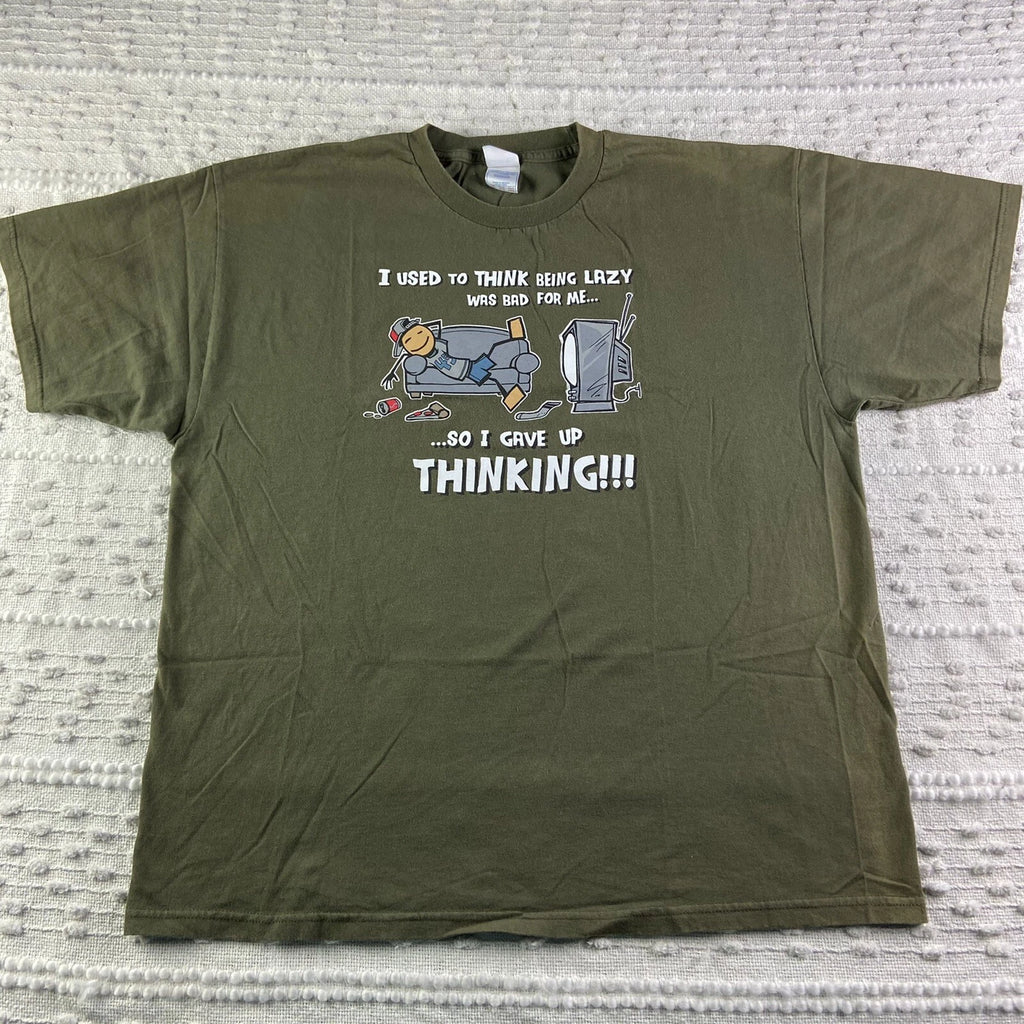 Tennessee River T-Shirt Mens Graphic Funny Lazy Gave Up Thinking Size 2XL Green