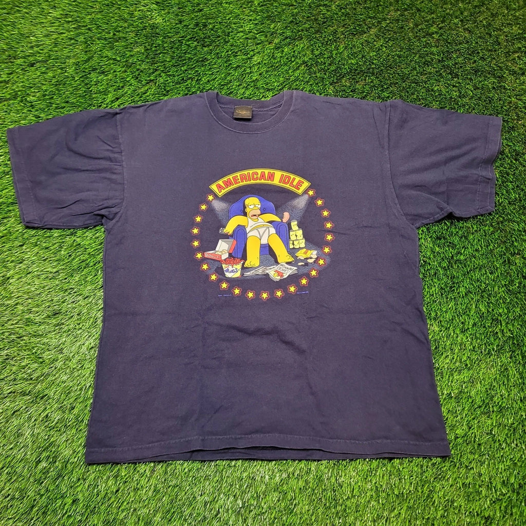 VTG 2002 The Simpsons "American Idle" T-Shirt Mens 2XL Oversized Baggy Y2K