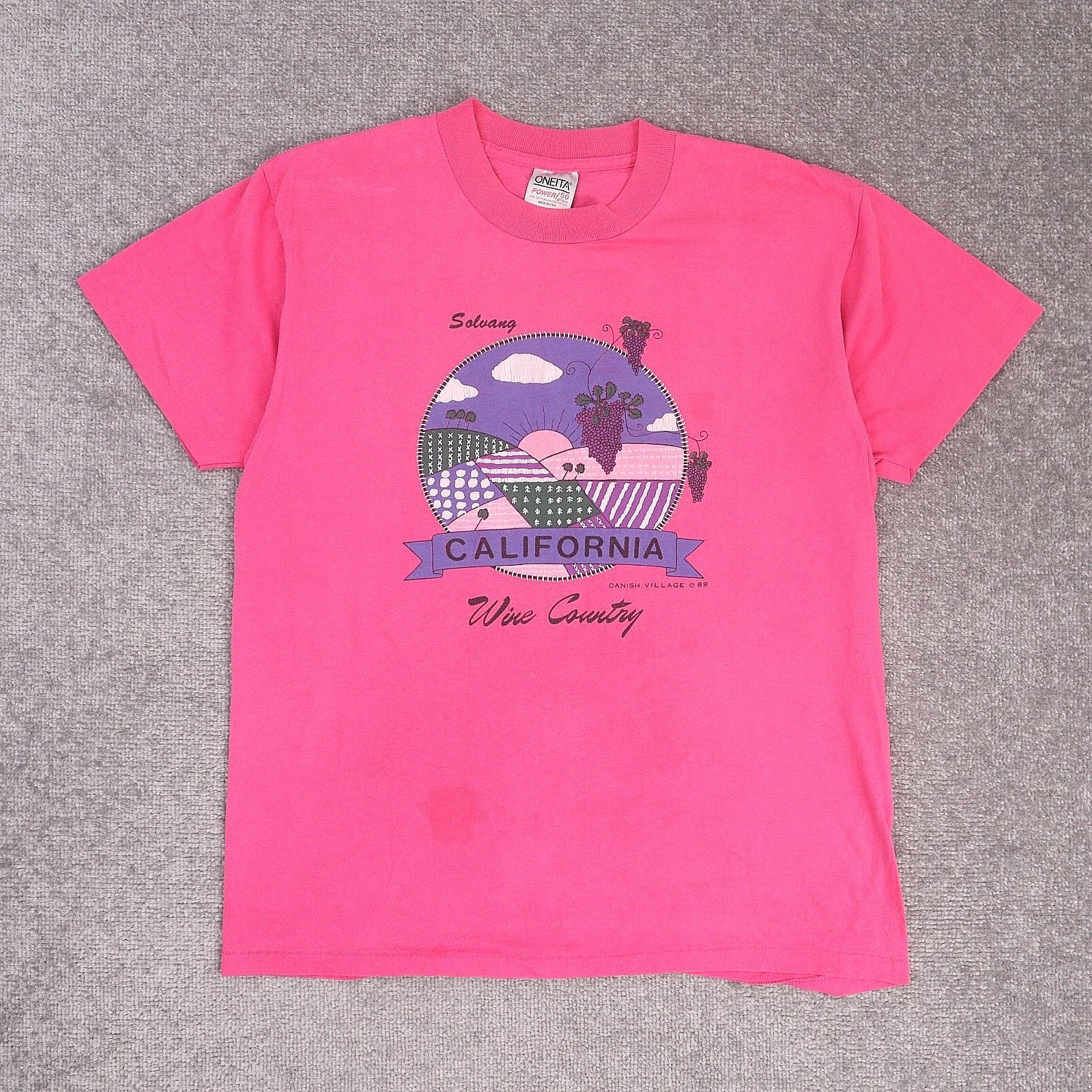 VTG Soluang California Wine Country Danish Large Pink Short Sleeve T-Shirt