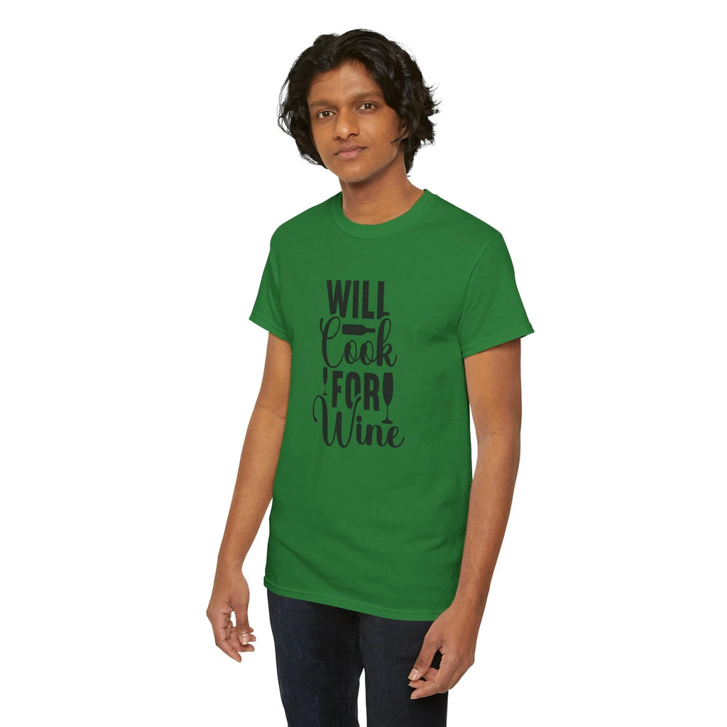 will cook for wine T-Shirt – Funny Culinary Chef Foodie Graphic Tee