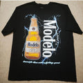 Modelo Cerveza Beer Logo Graphic Print Black Crew Neck Cotton T-Shirt Men L -Q