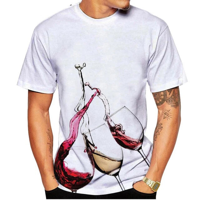 Fashion Goblet Wine Loose 3D printed T-shirt men's women fashion Casual Tops