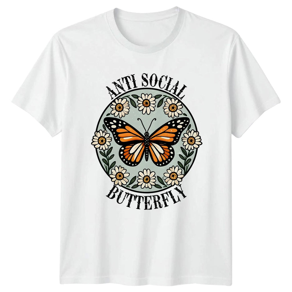 Anti Social Butterfly T-Shirt Introvert Humour Nature 42nd Birthday Gift