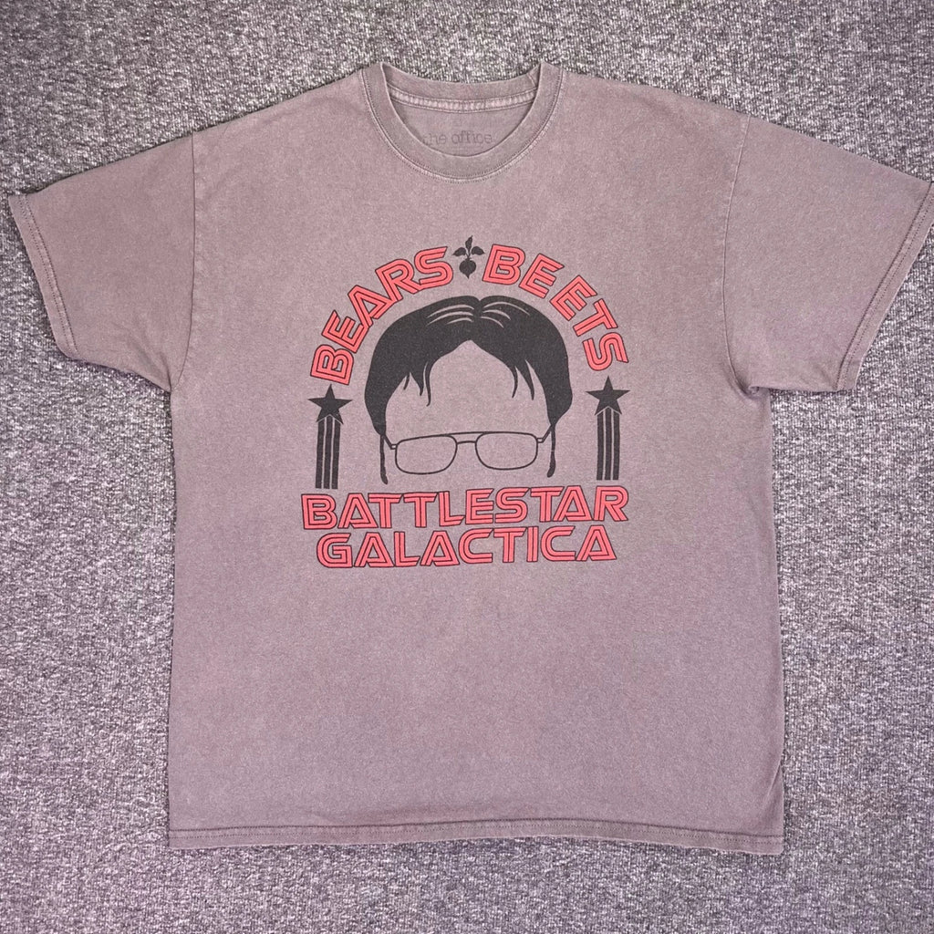 The Office Shirt Mens Large Gray Bears Beets Battlestar Galactica Dwight Funny