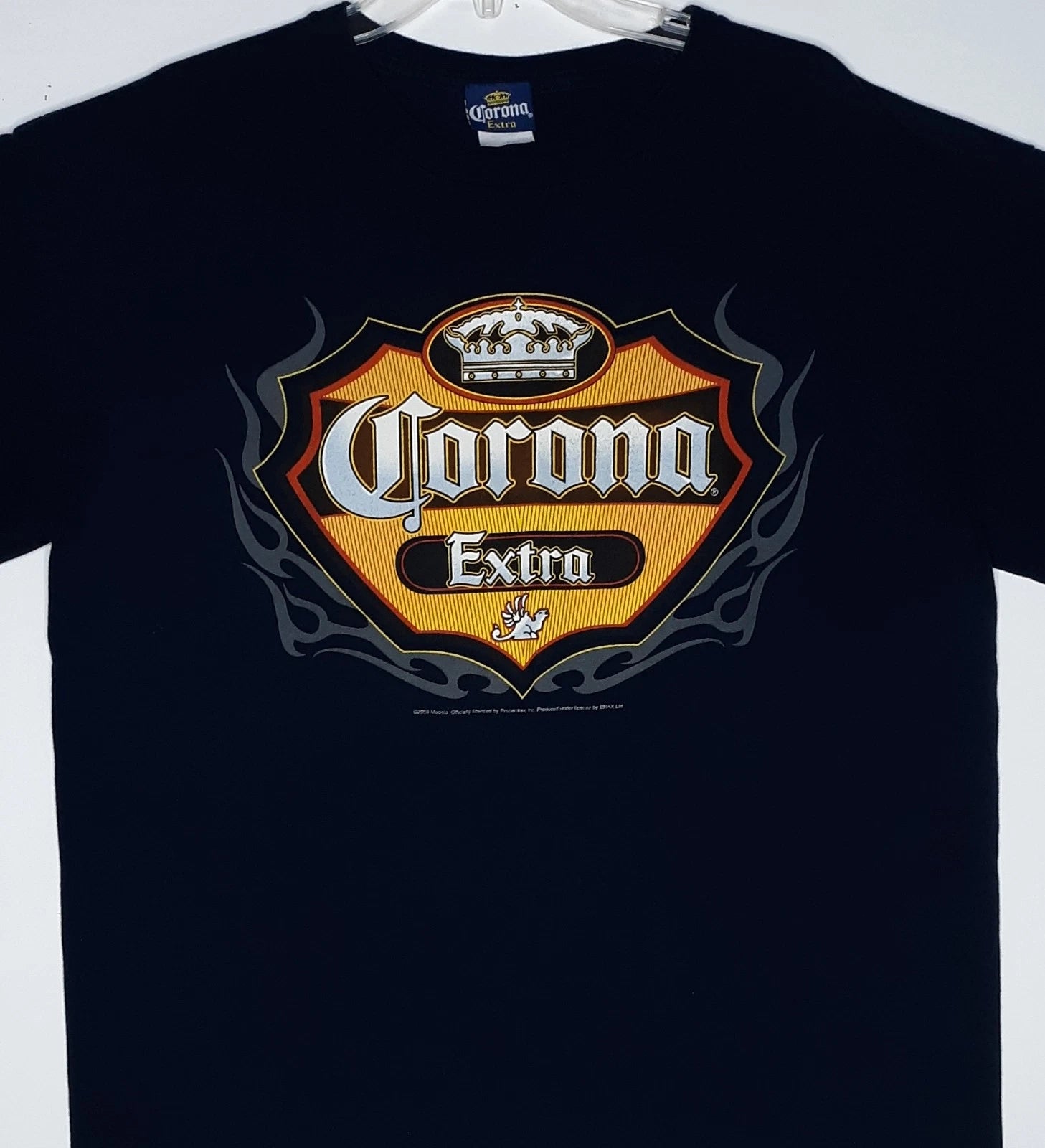 Vintage Corona Extra Beer T-Shirt Size XL Crown Griffin Logo Short Sleeve Blue