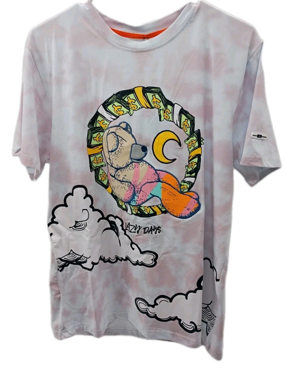 BKYS Lazy Days Teddy Bear T-Shirt Mens Medium Rose Sky Tie Dyed Style Streetwear