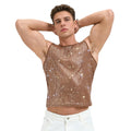 Mens Tops Exercise Undershirt Disco T-Shirts Nightclub Tank Adult Vest Sequin