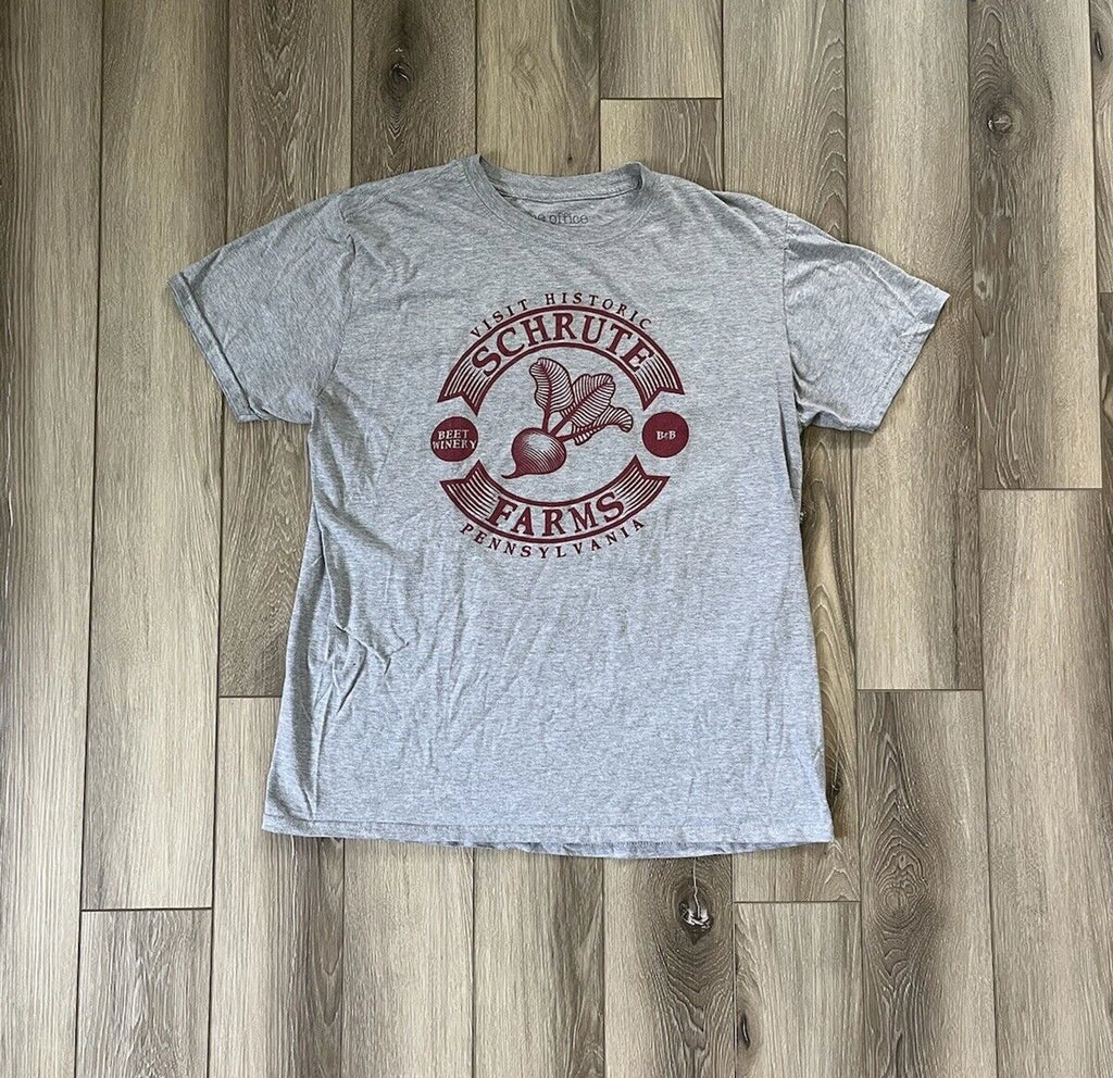 Dwight Schrute Farms The Office TV Show T Shirt Large Gray Scranton Beet Winery