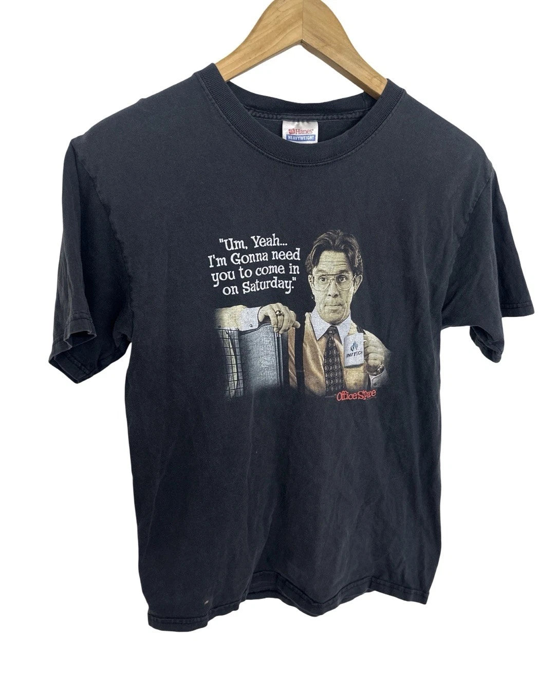 Vintage Y2K 2004 Office Space Movie Headline Entertainment T Shirt Sz Small