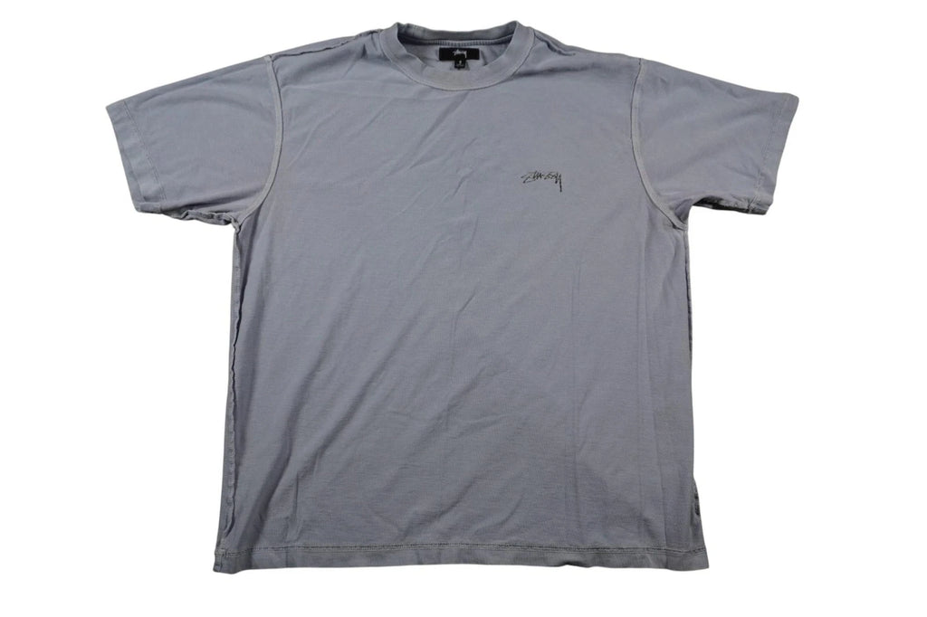Stussy Lazy Tee Shirt Men's Small Blue T Shirt Inside Out Seams