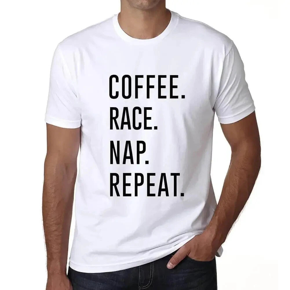 ULTRABASIC men's t-shirt coffee running nap repetition coffee race nap repeat
