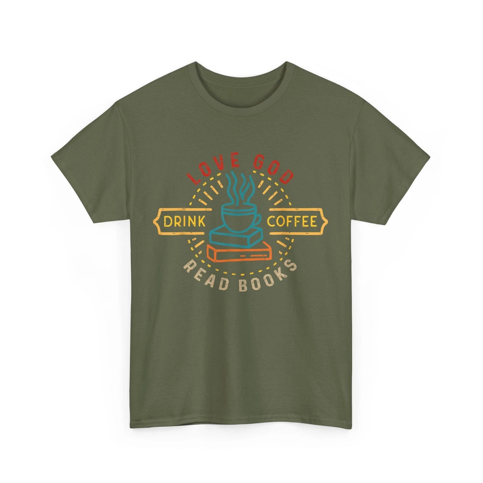 Love God Drink Coffee Read Books Lovers Women Men Vintage Shirt