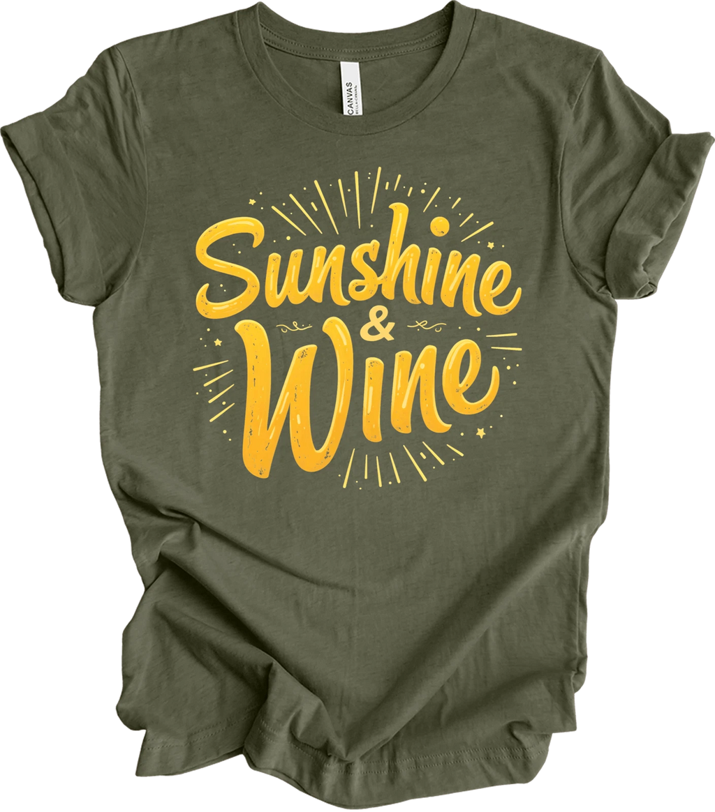 "Sunshine and Wine Retro Design | Summer Vibes Gift | Vintage Aestheti... T-shir