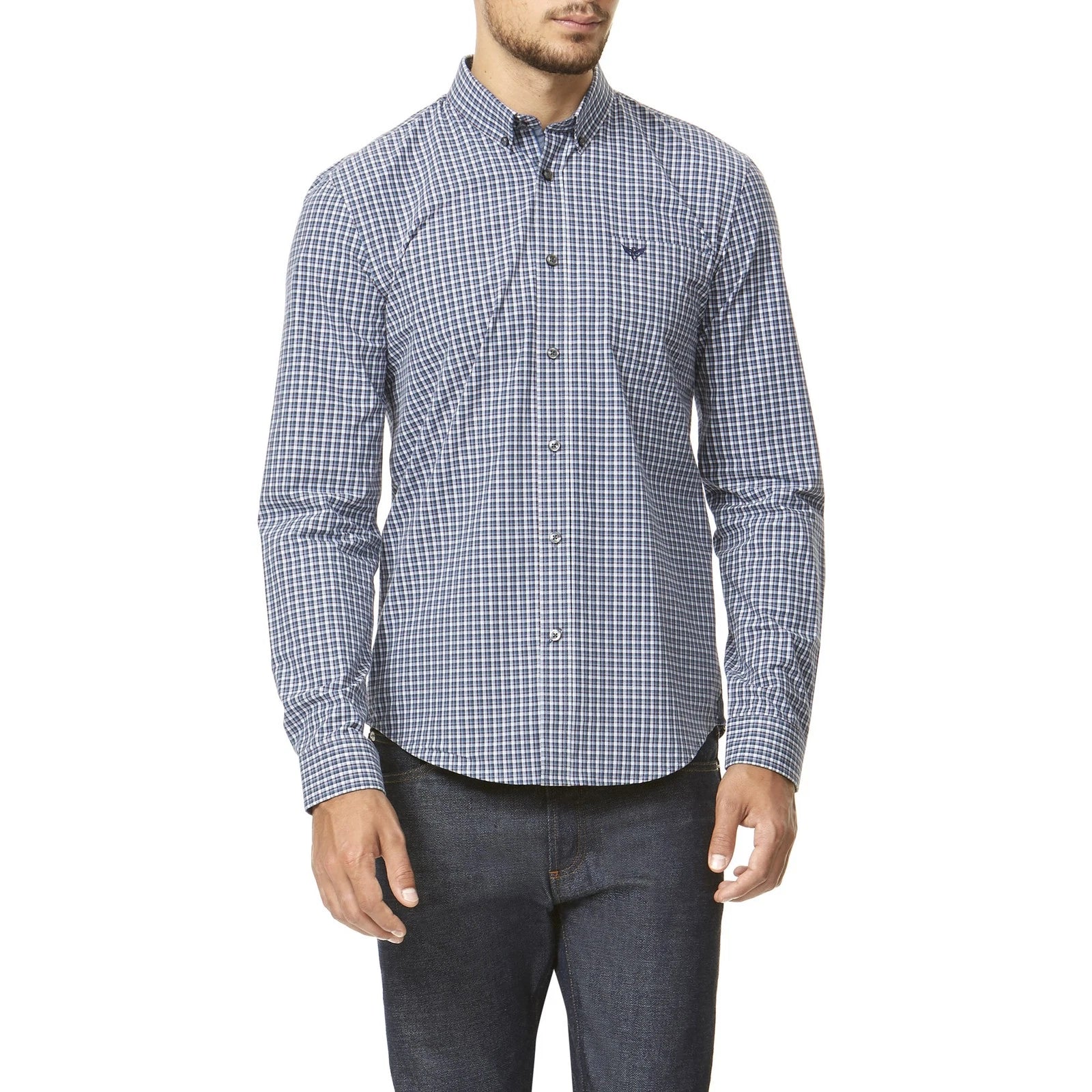 Morley Men's Fine Check Poplin Long Sleeve Cotton Shirt