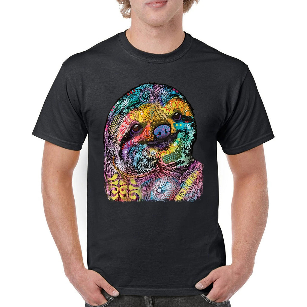 Dean Russo Cute Lazy Sloth T-shirt Funny Wild Life Colorful Men's Tee