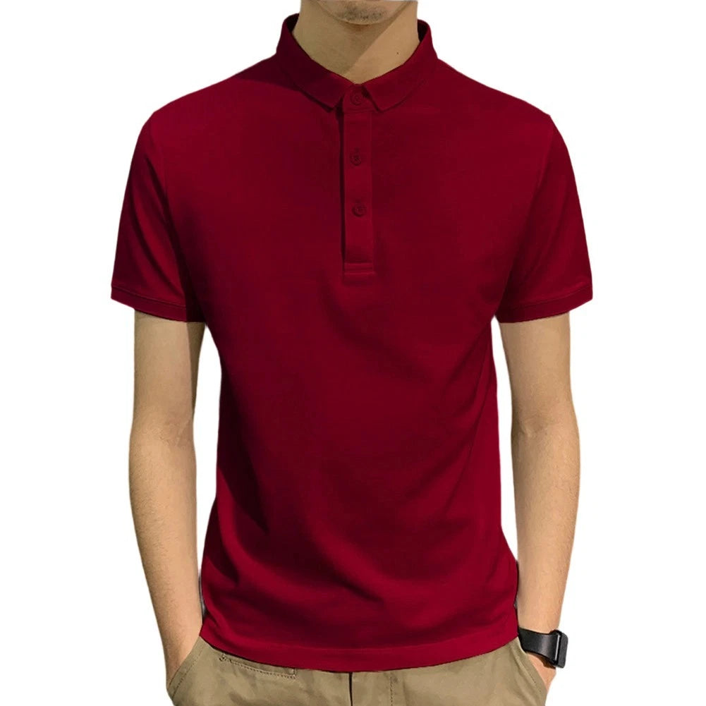 Men's Solid Color Casual Shirt Short Sleeve Polyester Spandex Blend Lightweight