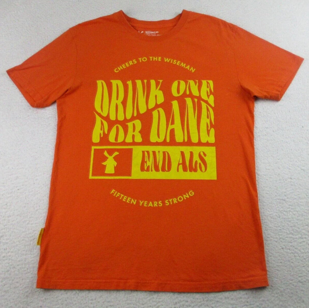 Dutch Bros Coffee T Shirt Mens L Orange Tee Drink One for Dane Graphic Tee SS