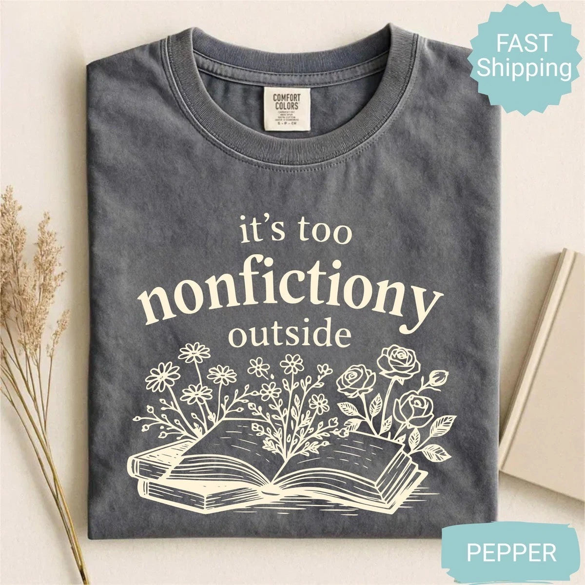 Floral Booktrovert Graphic T-Shirt Funny Introvert Fiction Reader Tee Gift