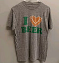 Men's I heart beer short sleeve gray T-shirt - size large