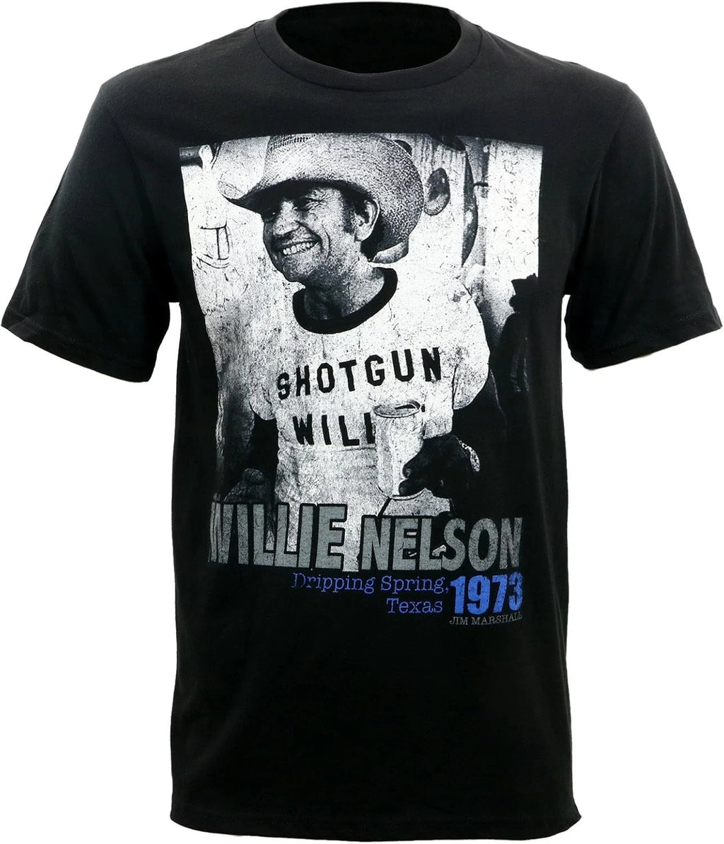 Authentic WILLIE NELSON Jim Marshall Photo Shotgun Beer Slim T-Shirt S-2XL NEW