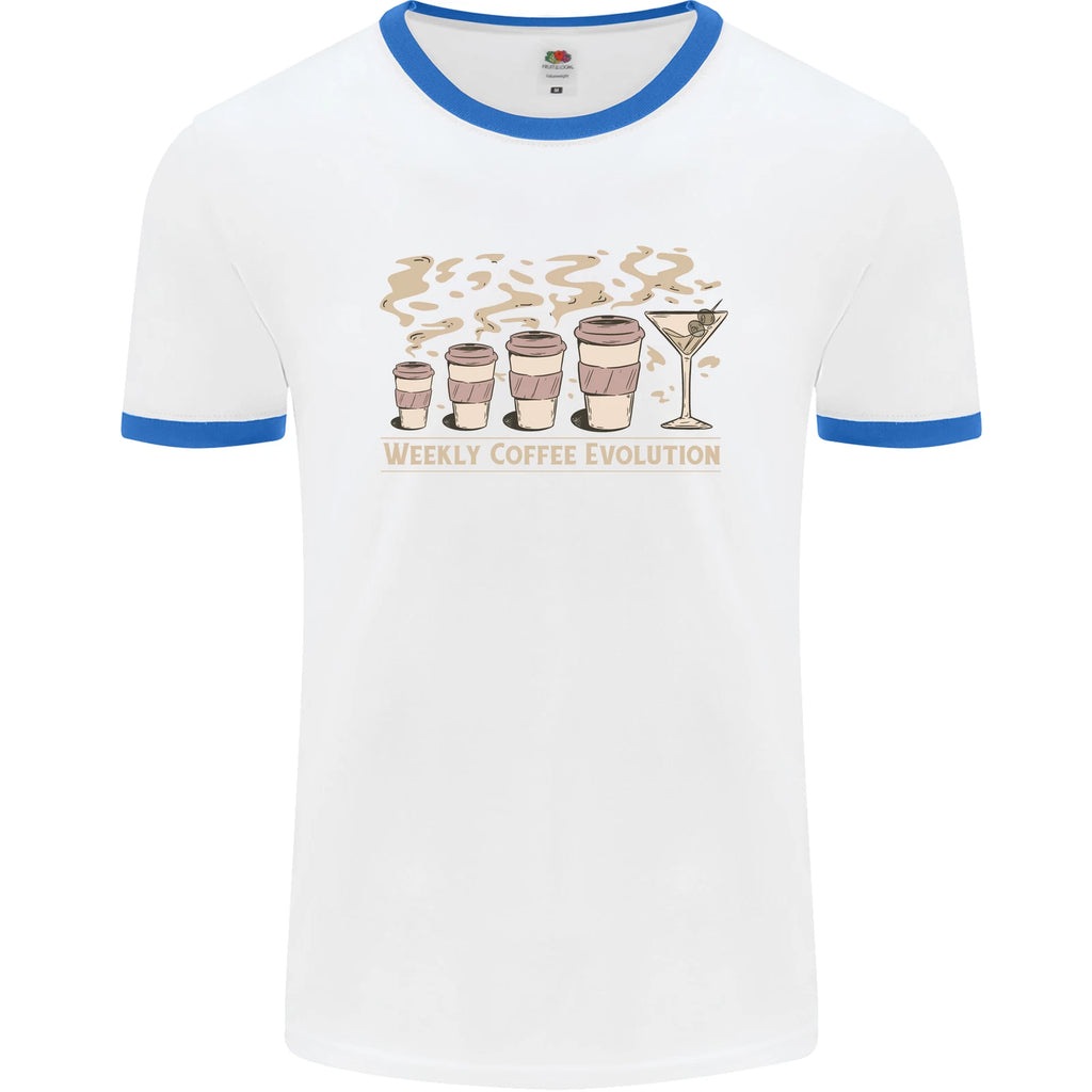 Weekly Coffee To Alcohol Evolution Wine Mens Ringer T-Shirt