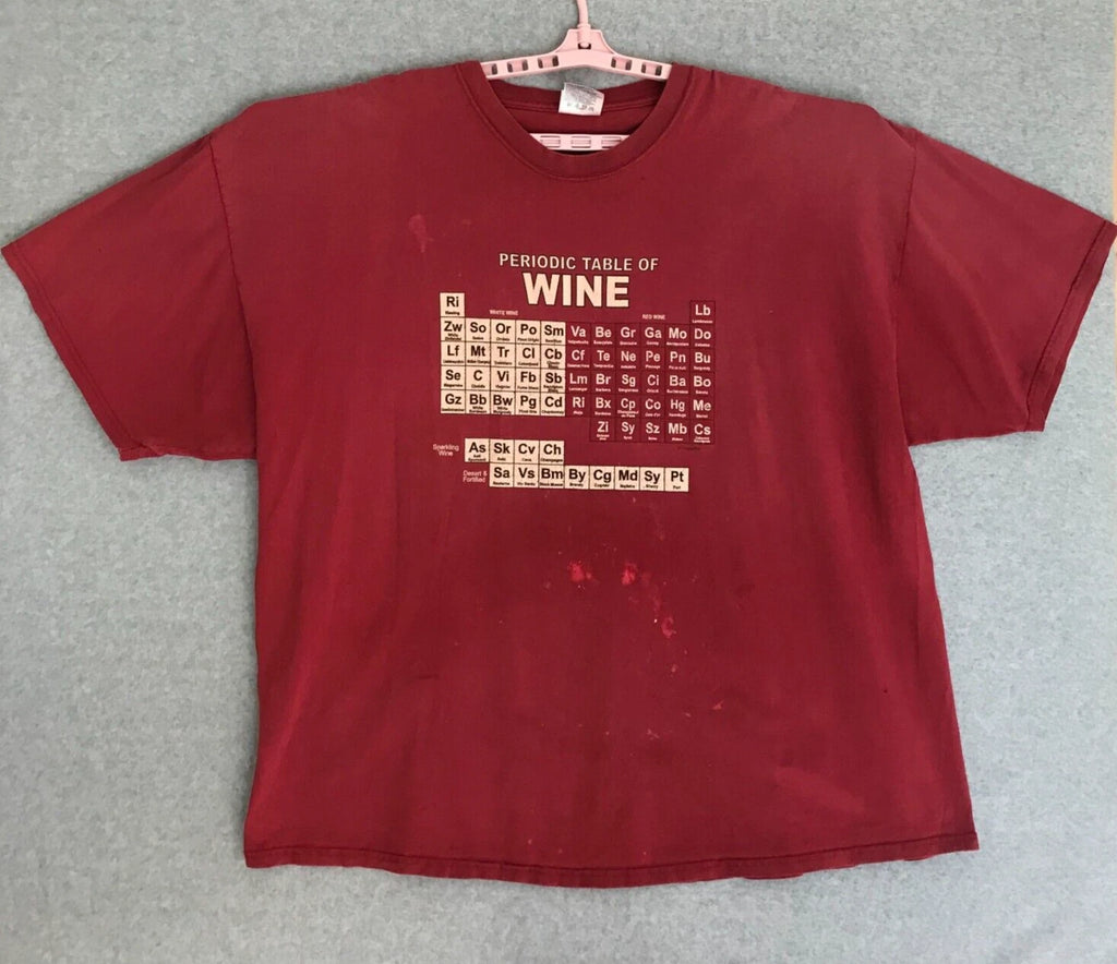Periodic Table Of Wine Chart Shirt Mens 3XL Red Short Sleeve 100% Cotton FLAWS
