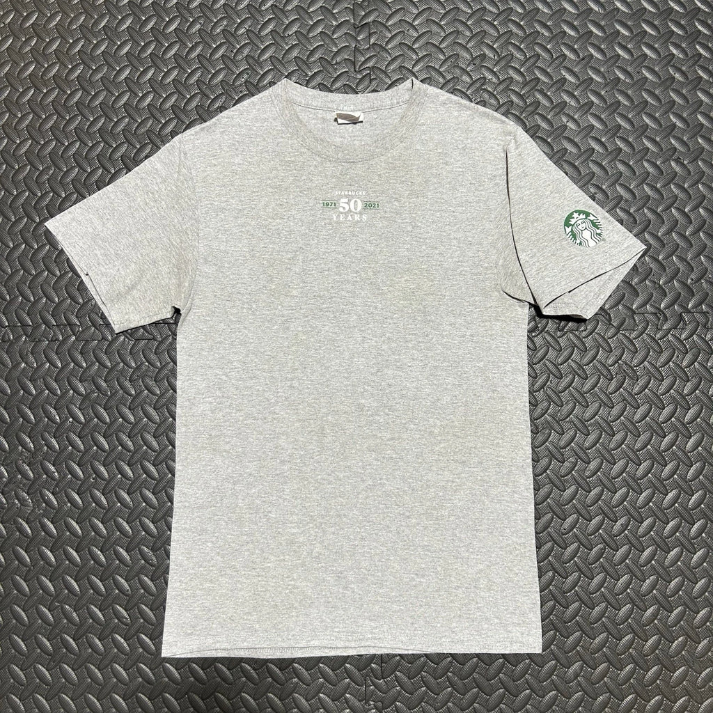 Starbucks 50th Anniversary Shirt 1971-2021 Gray Tee Coffee Siren Logo Mens Small