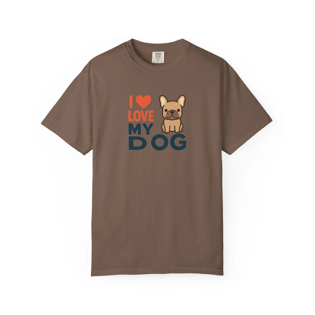 I Love My Dog French Bulldog Illustration T-shirt | Cute Pet Tee Comfort Colors